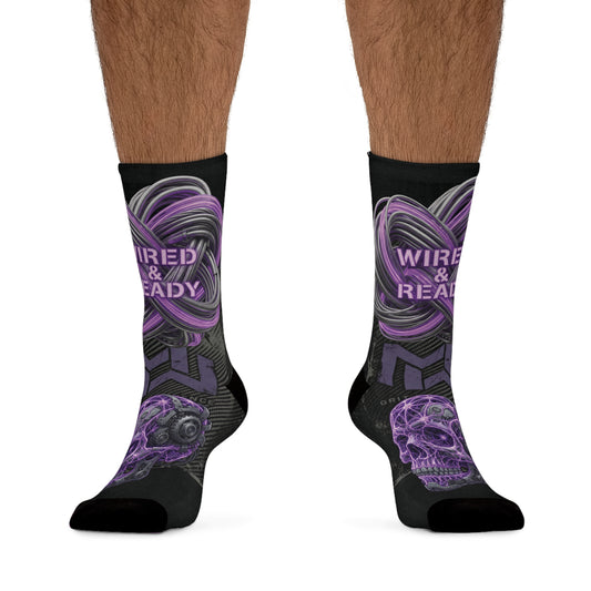 Purple Skull 'Wired & Ready' Recycled Poly Socks