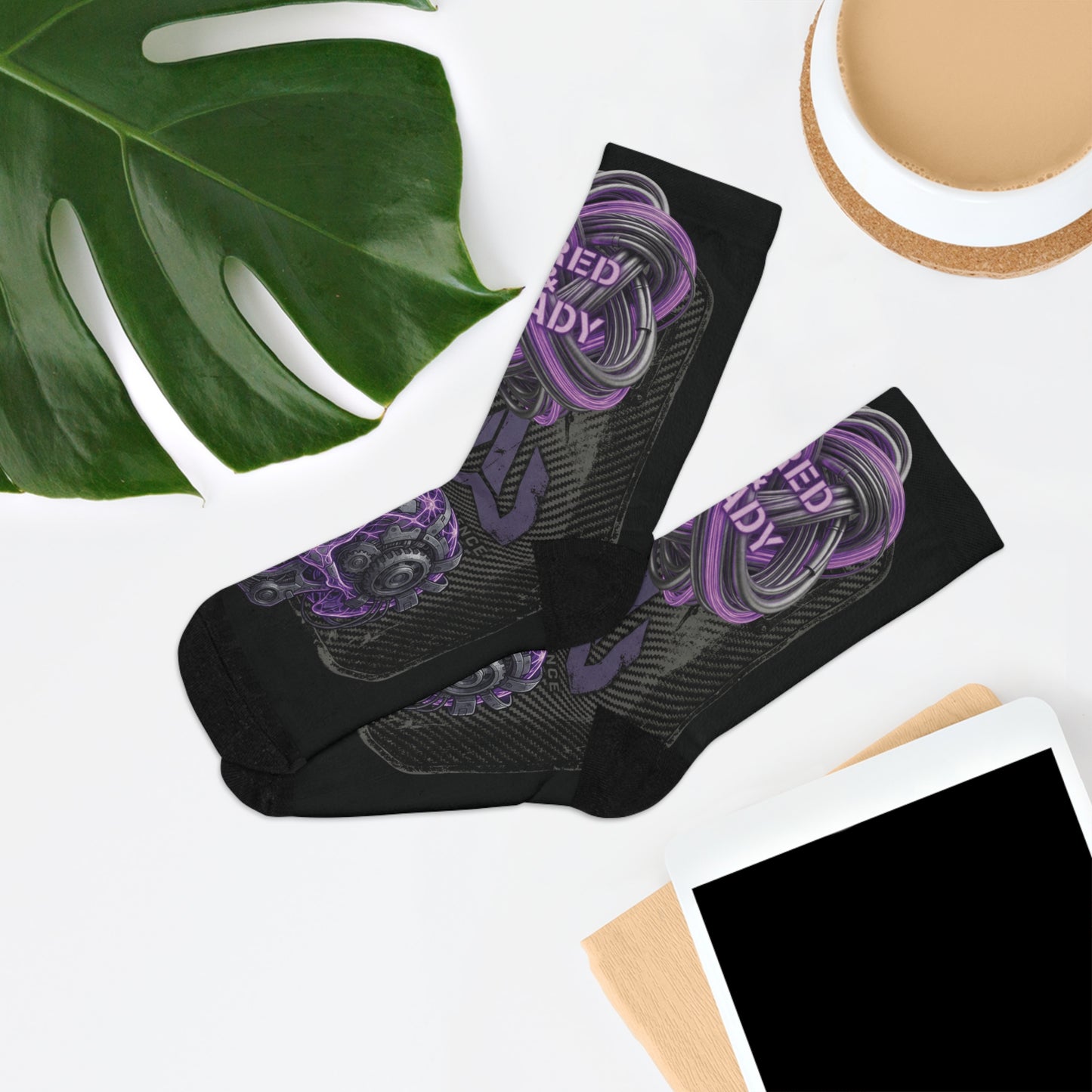 Purple Skull 'Wired & Ready' Recycled Poly Socks