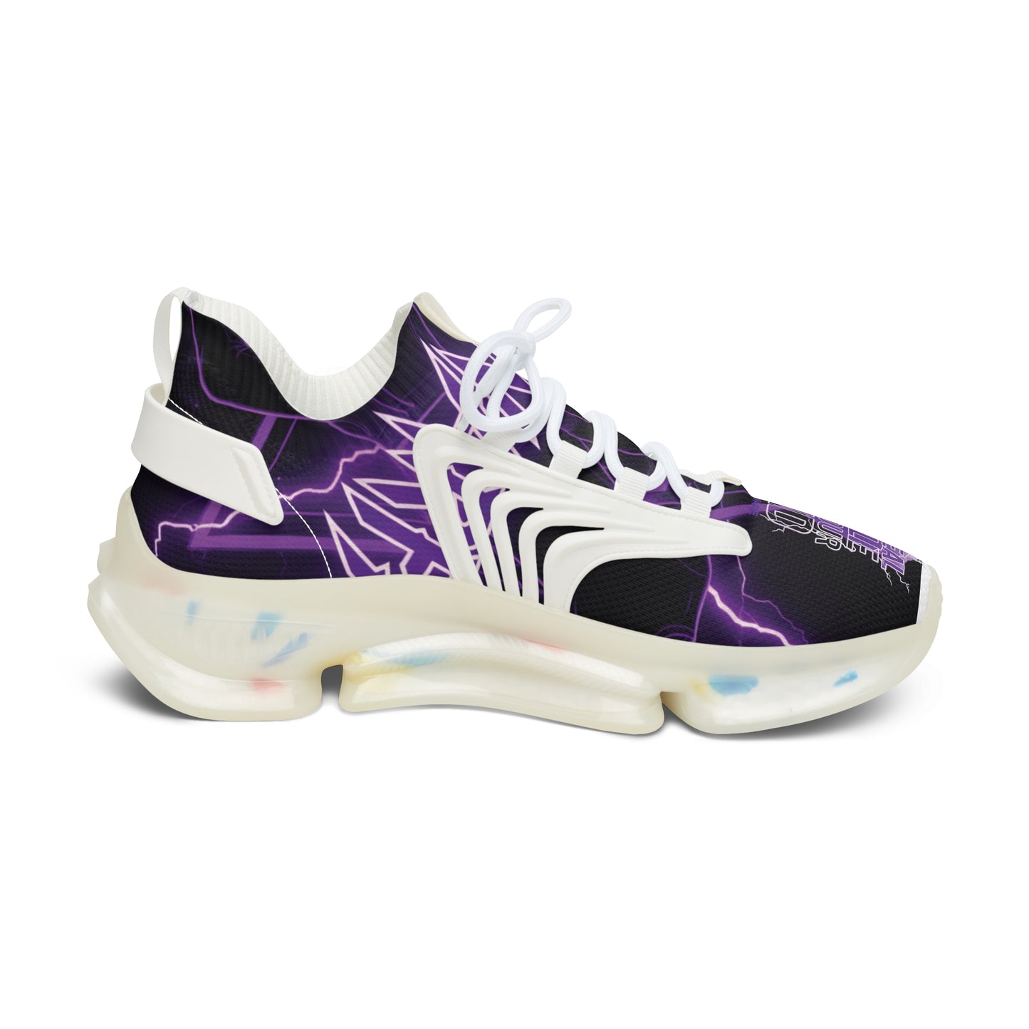 WOMEN'S Mesh Sneakers — Purple Lightning Graphic "Greatness Begins In The Mind"