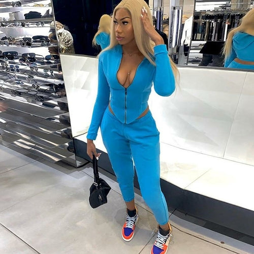 Casual Workout Sporty Two Piece Set for Women Long Sleeve