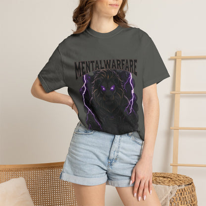 Mental Warfare T-Shirt — Lion Graphic with “The Battlefield Is In Your Mind. Conquer It.” Back