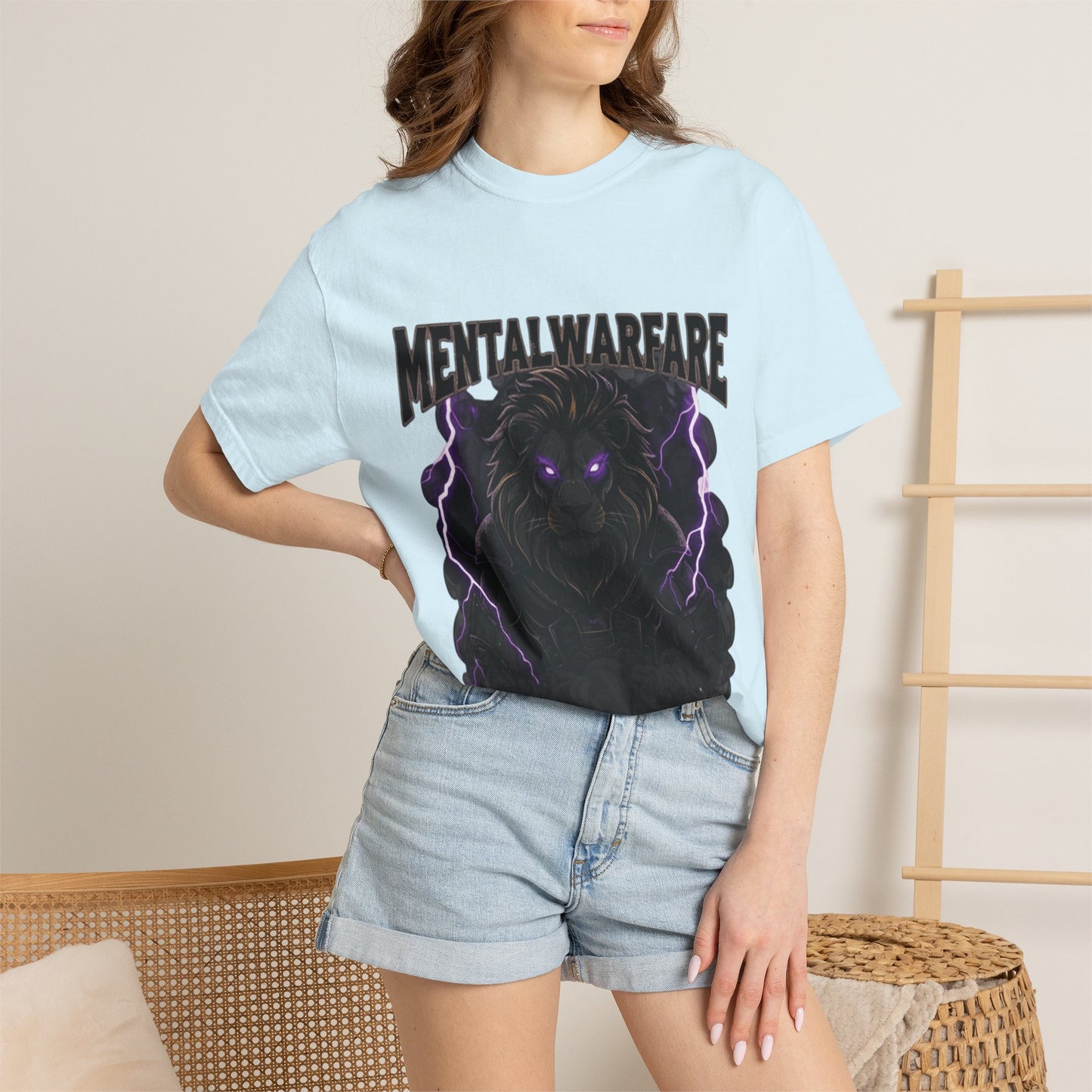 Mental Warfare T-Shirt — Lion Graphic with “The Battlefield Is In Your Mind. Conquer It.” Back
