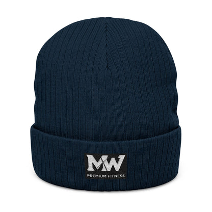 Embroidered Ribbed Beanie — MW Logo Knit Hat