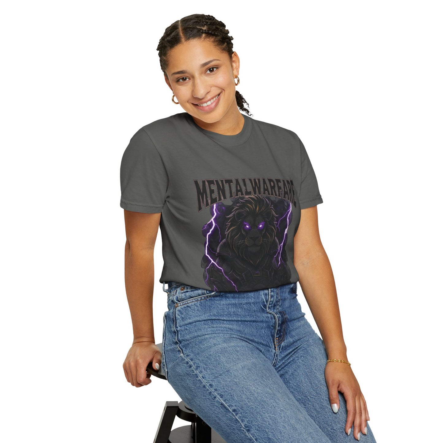 Mental Warfare T-Shirt — Lion Graphic with “The Battlefield Is In Your Mind. Conquer It.” Back