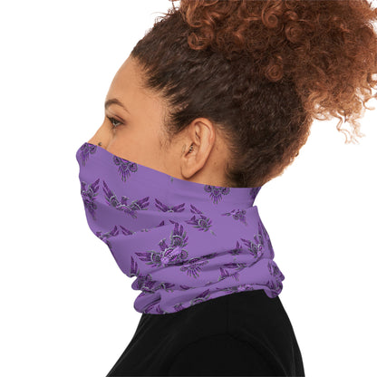 Purple Floral Skull Neck Gaiter â€” Lightweight Bandana Face Covering