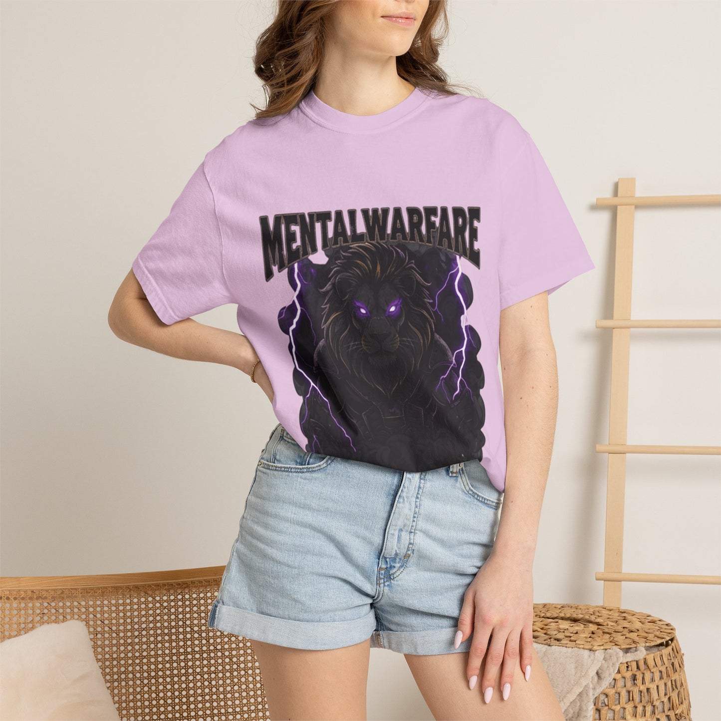Mental Warfare T-Shirt — Lion Graphic with “The Battlefield Is In Your Mind. Conquer It.” Back
