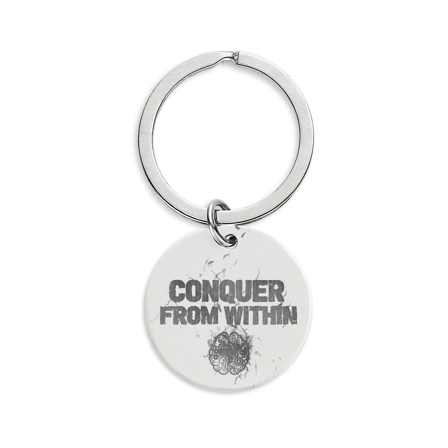 MentalWarfare Engravable Stainless Steel Round Keychain