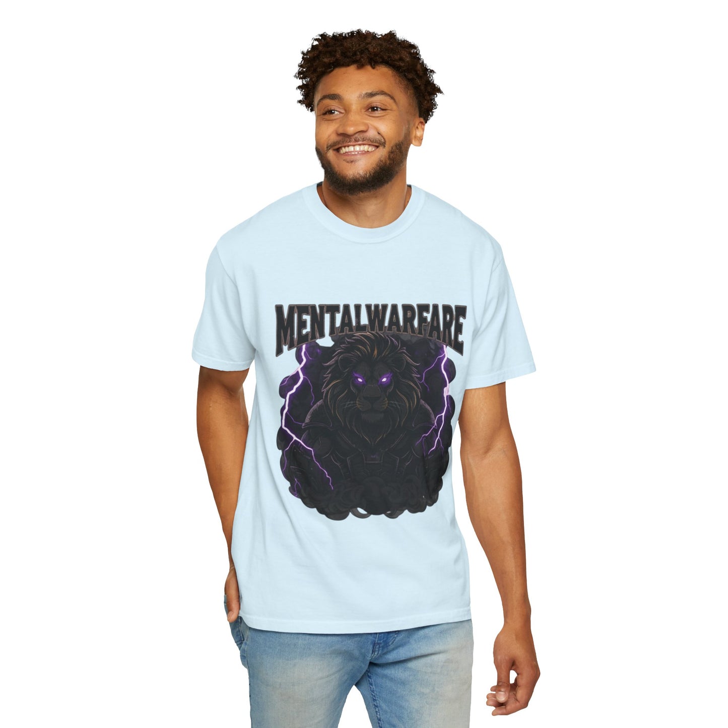 Mental Warfare T-Shirt — Lion Graphic with “The Battlefield Is In Your Mind. Conquer It.” Back