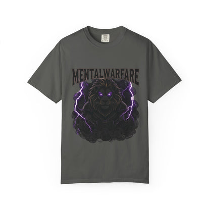Mental Warfare T-Shirt — Lion Graphic with “The Battlefield Is In Your Mind. Conquer It.” Back