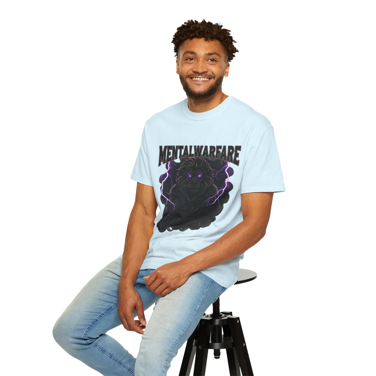 Mental Warfare T-Shirt — Lion Graphic with “The Battlefield Is In Your Mind. Conquer It.” Back