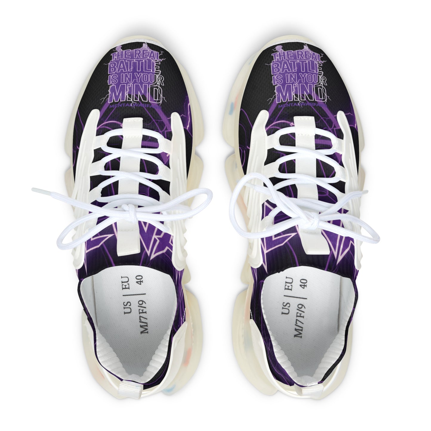 WOMEN'S Mesh Sneakers â€” Purple Lightning Graphic "Greatness Begins In The Mind"