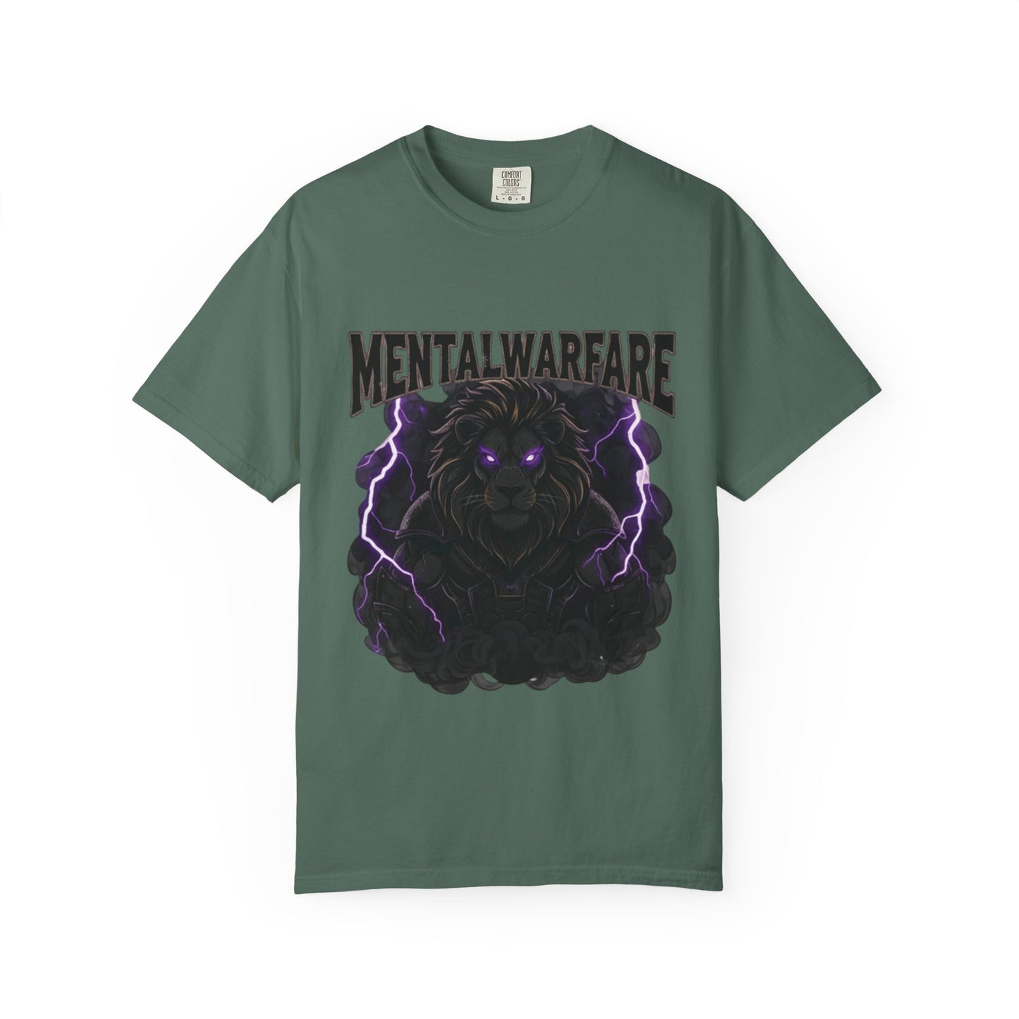 Mental Warfare T-Shirt — Lion Graphic with “The Battlefield Is In Your Mind. Conquer It.” Back