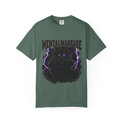 Mental Warfare T-Shirt — Lion Graphic with “The Battlefield Is In Your Mind. Conquer It.” Back