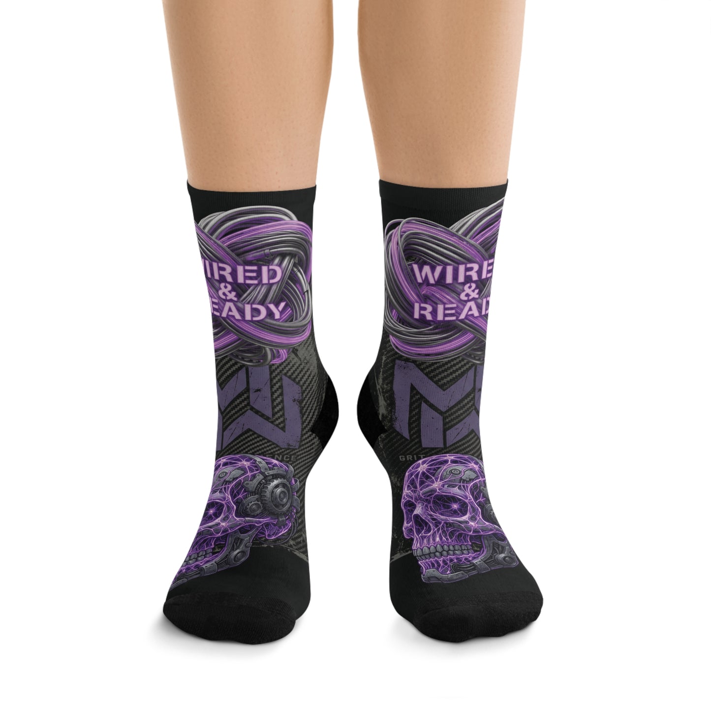 Purple Skull 'Wired & Ready' Recycled Poly Socks