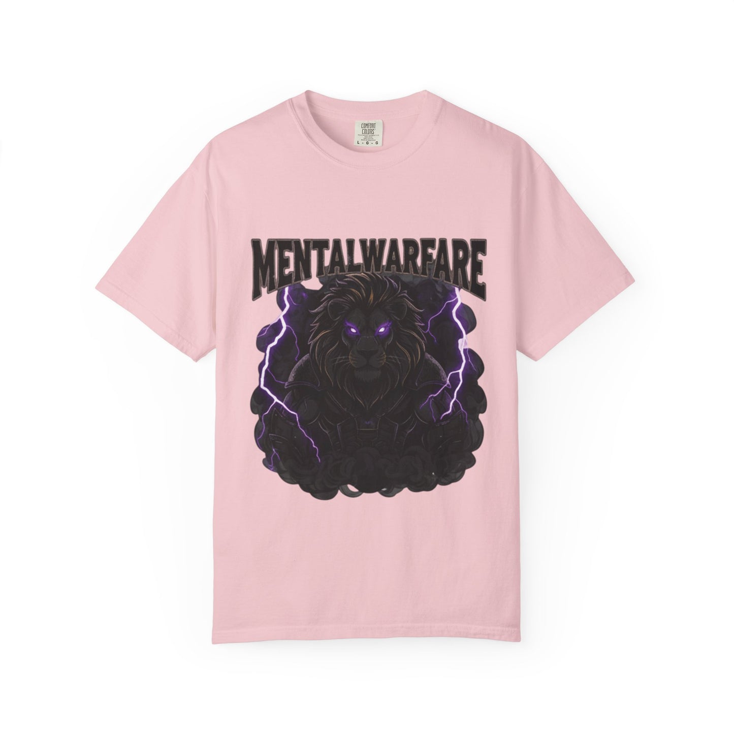 Mental Warfare T-Shirt — Lion Graphic with “The Battlefield Is In Your Mind. Conquer It.” Back