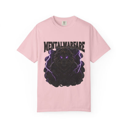 Mental Warfare T-Shirt — Lion Graphic with “The Battlefield Is In Your Mind. Conquer It.” Back