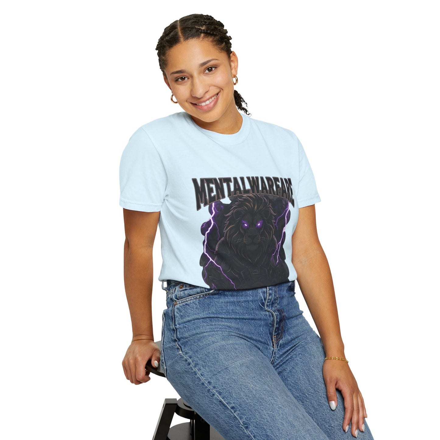 Mental Warfare T-Shirt — Lion Graphic with “The Battlefield Is In Your Mind. Conquer It.” Back