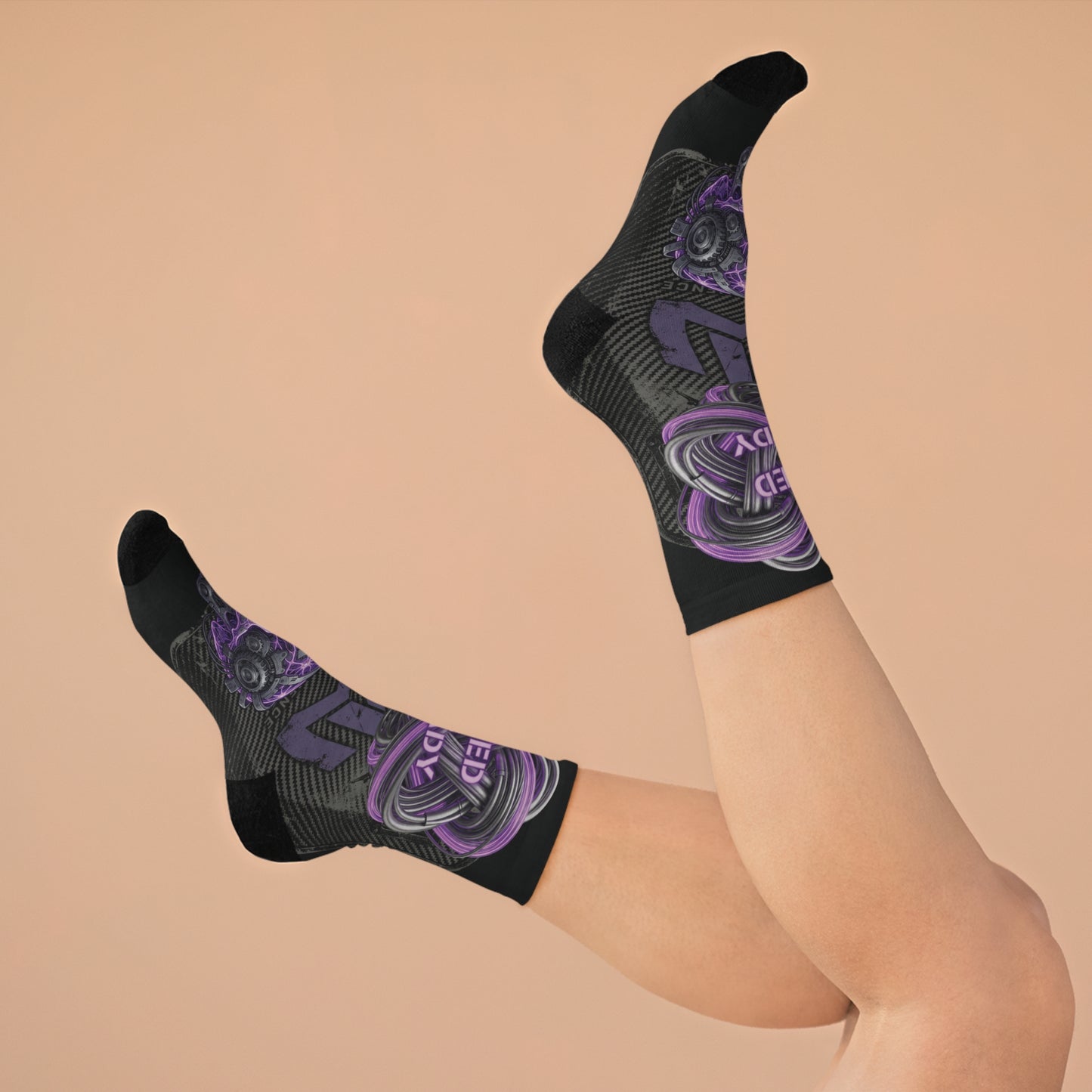 Purple Skull 'Wired & Ready' Recycled Poly Socks