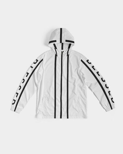 Mens Hooded Windbreaker - Blessed Water-Resistant (White)