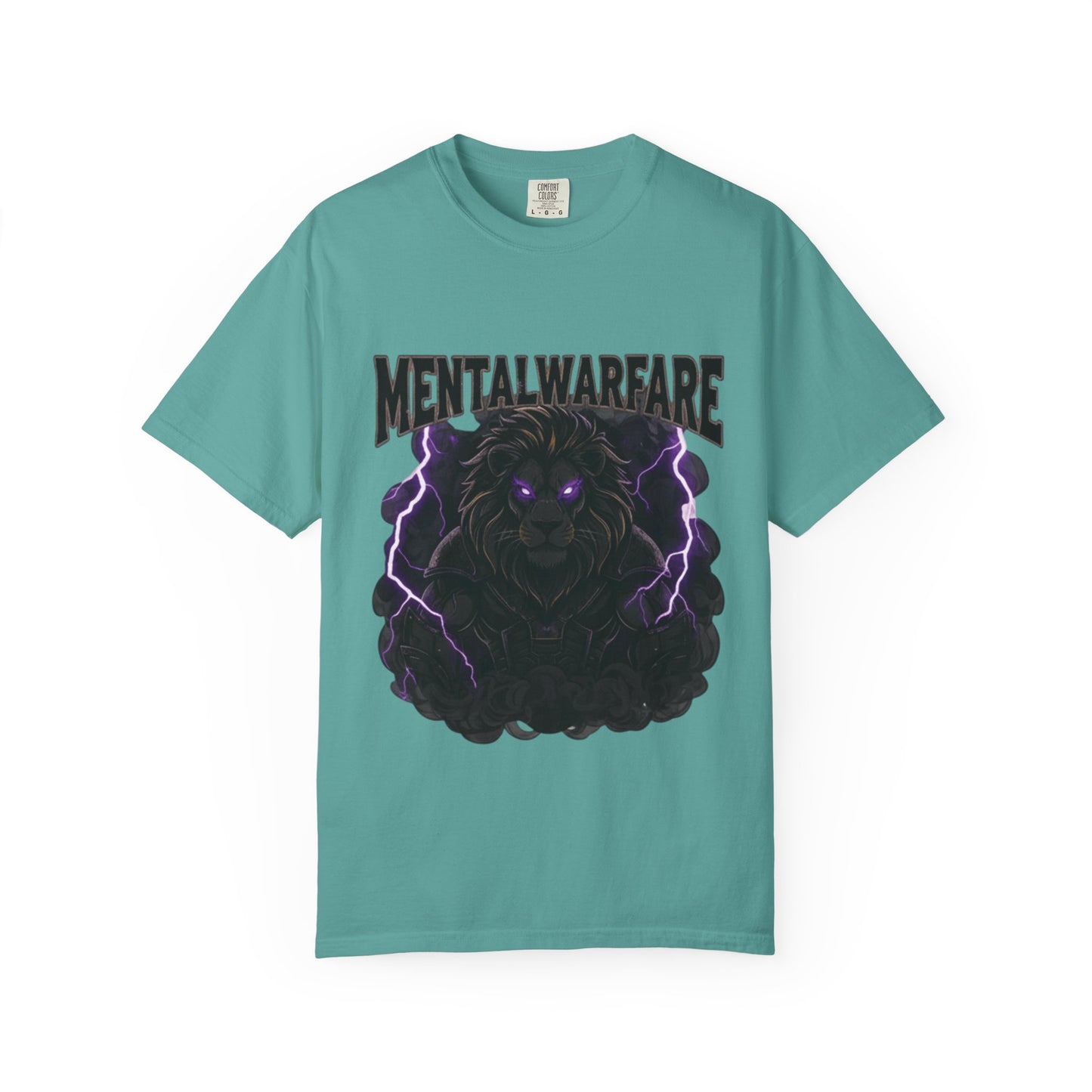 Mental Warfare T-Shirt — Lion Graphic with “The Battlefield Is In Your Mind. Conquer It.” Back