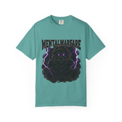 Mental Warfare T-Shirt — Lion Graphic with “The Battlefield Is In Your Mind. Conquer It.” Back