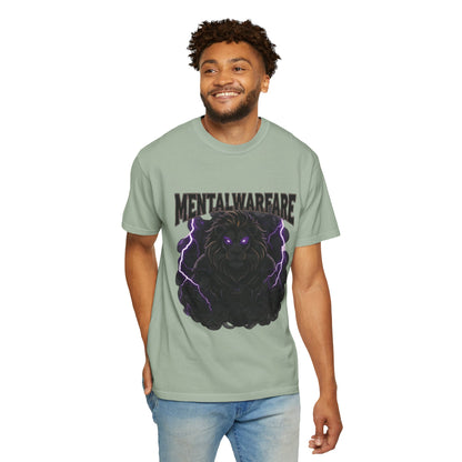Mental Warfare T-Shirt — Lion Graphic with “The Battlefield Is In Your Mind. Conquer It.” Back