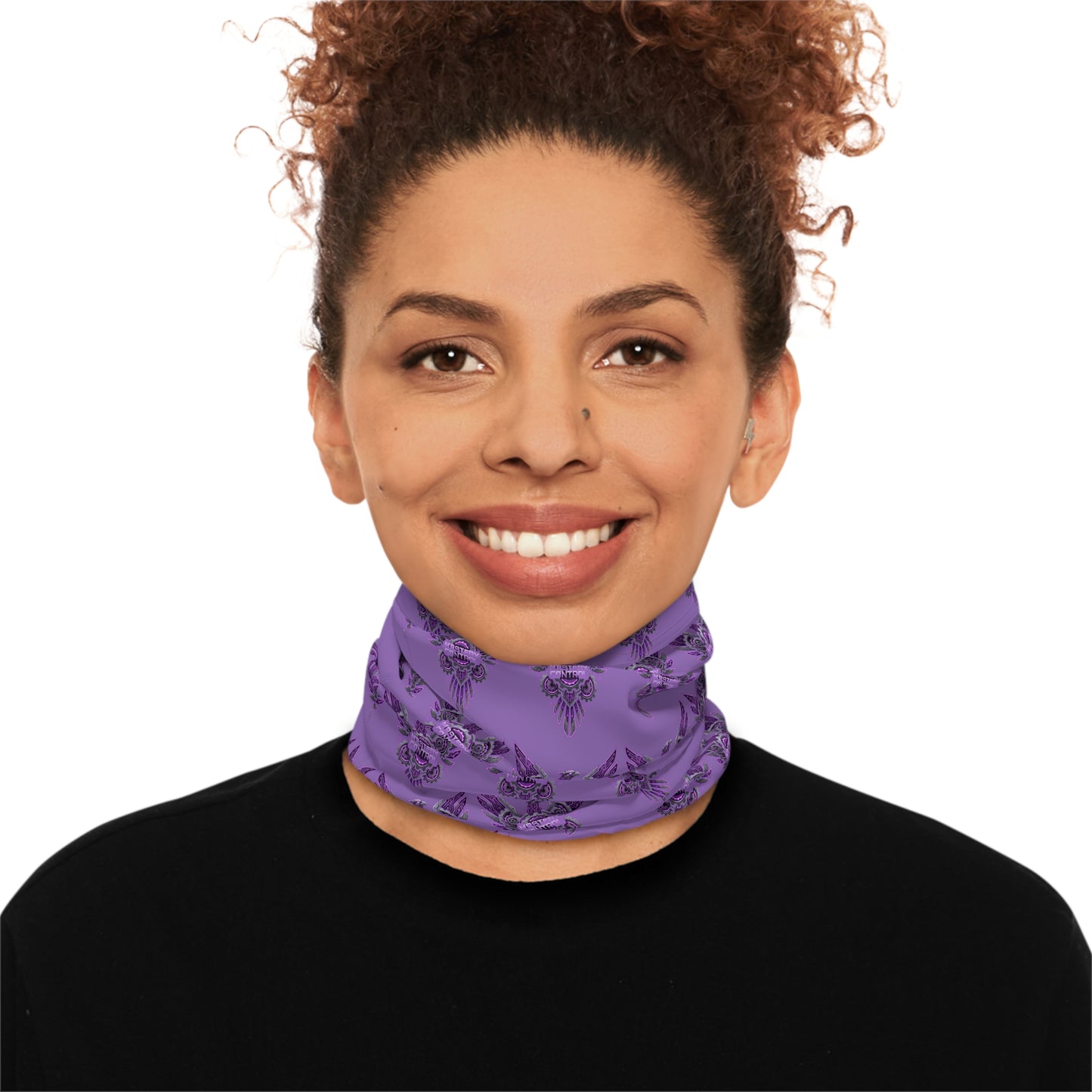 Purple Floral Skull Neck Gaiter â€” Lightweight Bandana Face Covering