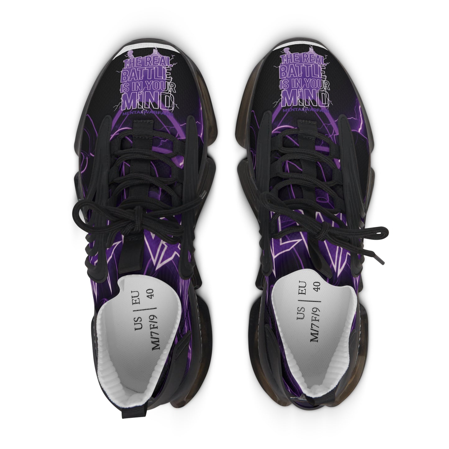 WOMEN'S Mesh Sneakers â€” Purple Lightning Graphic "Greatness Begins In The Mind"