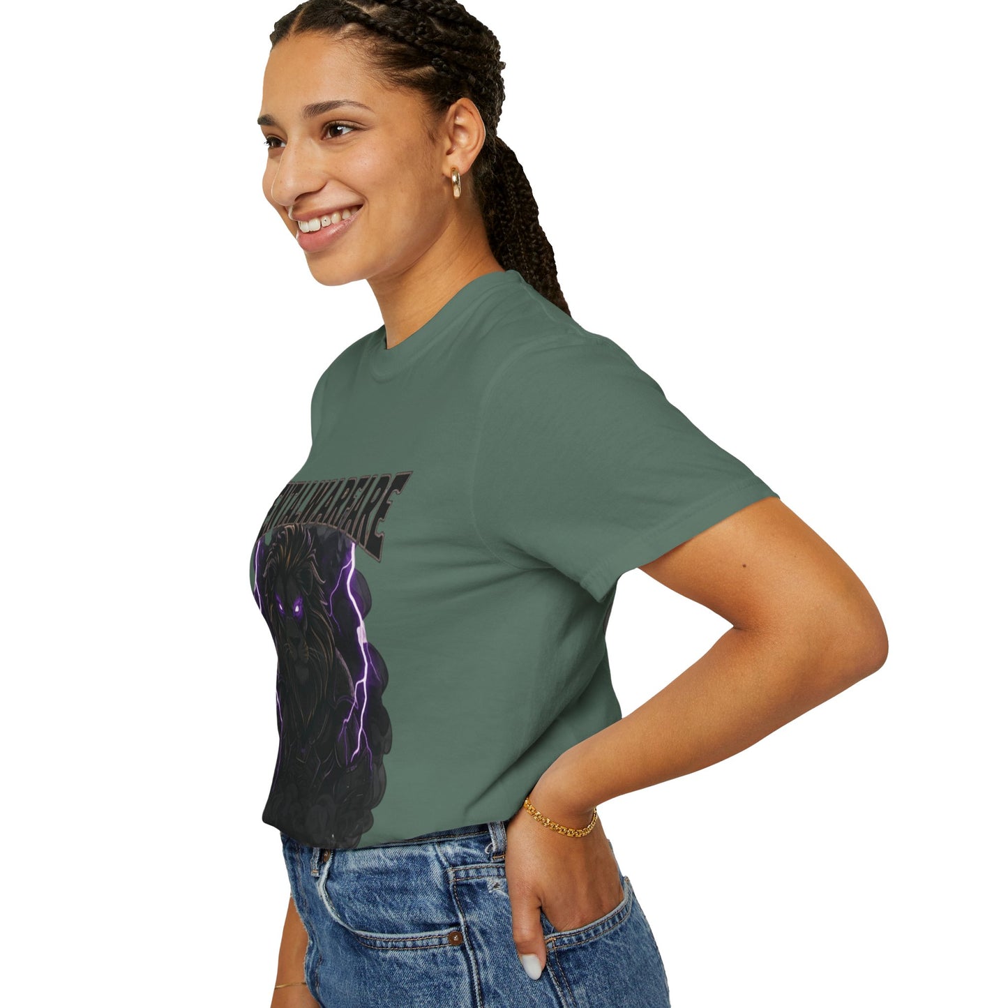 Mental Warfare T-Shirt — Lion Graphic with “The Battlefield Is In Your Mind. Conquer It.” Back