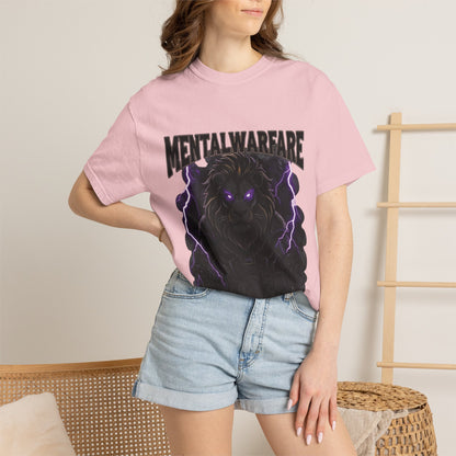 Mental Warfare T-Shirt — Lion Graphic with “The Battlefield Is In Your Mind. Conquer It.” Back