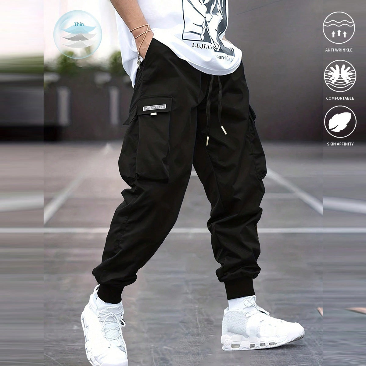 Multi-pocket Men's Casual Hip-Hop Drawstring Cargo Joggers