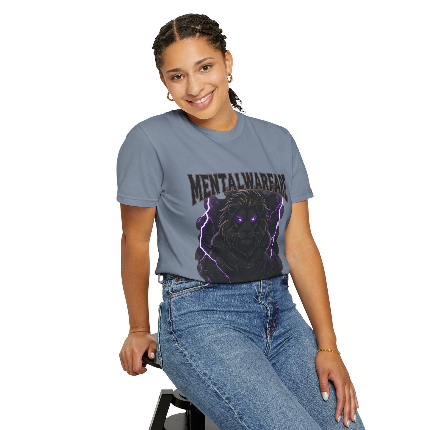 Mental Warfare T-Shirt — Lion Graphic with “The Battlefield Is In Your Mind. Conquer It.” Back