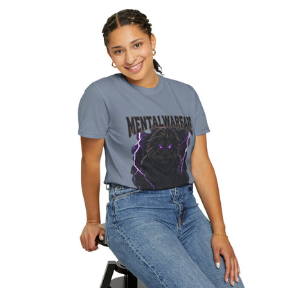 Mental Warfare T-Shirt — Lion Graphic with “The Battlefield Is In Your Mind. Conquer It.” Back