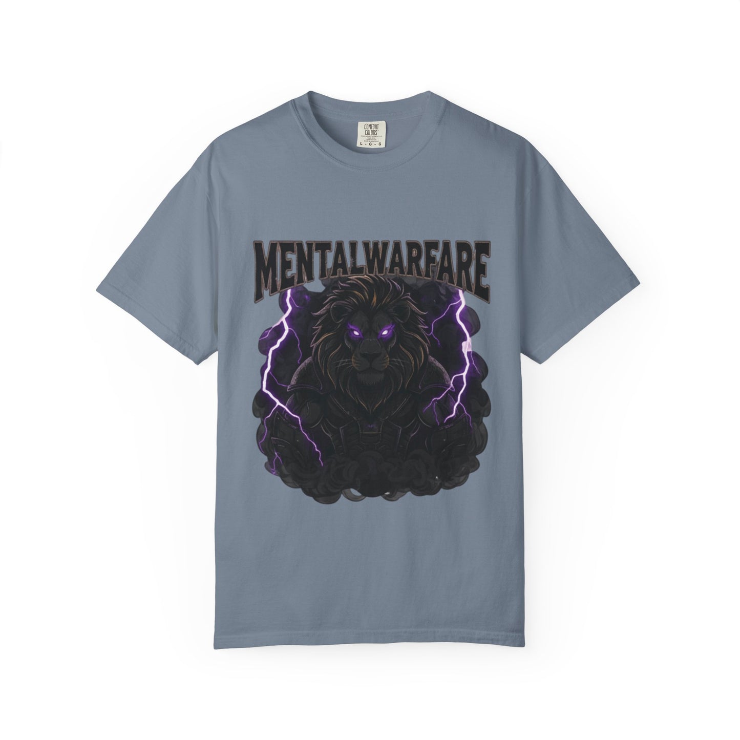Mental Warfare T-Shirt — Lion Graphic with “The Battlefield Is In Your Mind. Conquer It.” Back
