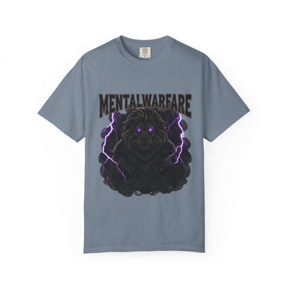 Mental Warfare T-Shirt — Lion Graphic with “The Battlefield Is In Your Mind. Conquer It.” Back