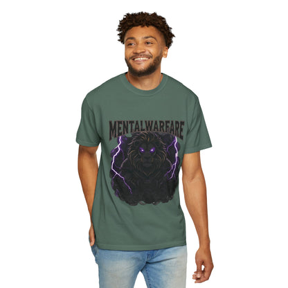 Mental Warfare T-Shirt — Lion Graphic with “The Battlefield Is In Your Mind. Conquer It.” Back