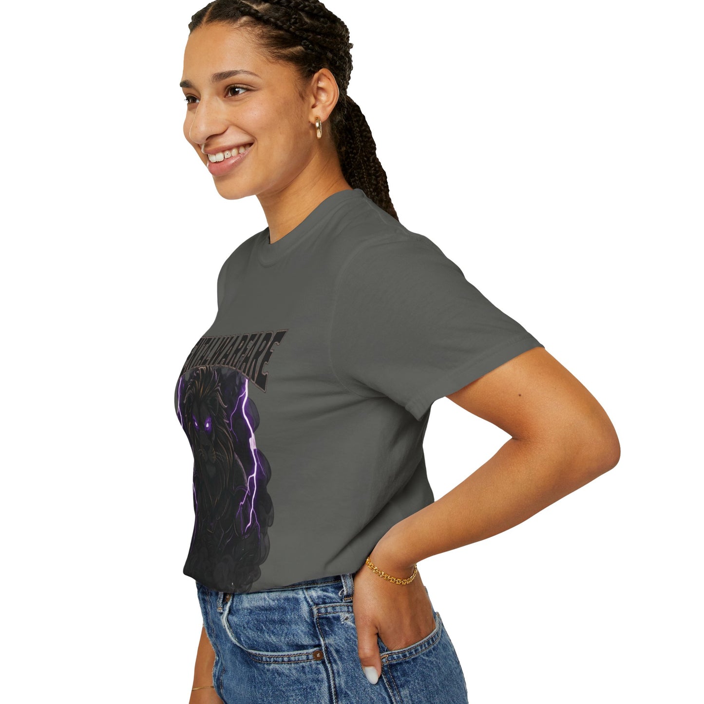 Mental Warfare T-Shirt — Lion Graphic with “The Battlefield Is In Your Mind. Conquer It.” Back