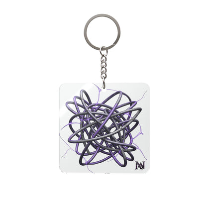 Abstract Purple Tangle Square Keychain â€” Modern Art Accessory