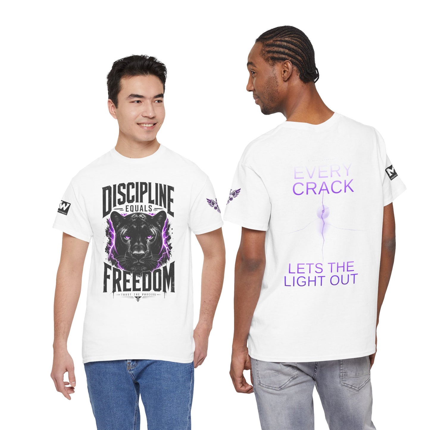 Discipline Equals Freedom Panther Tee — "Every Crack Lets the Light Out" Motivational Graphic T-Shirt