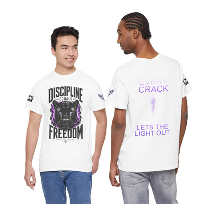 Discipline Equals Freedom Panther Tee — "Every Crack Lets the Light Out" Motivational Graphic T-Shirt