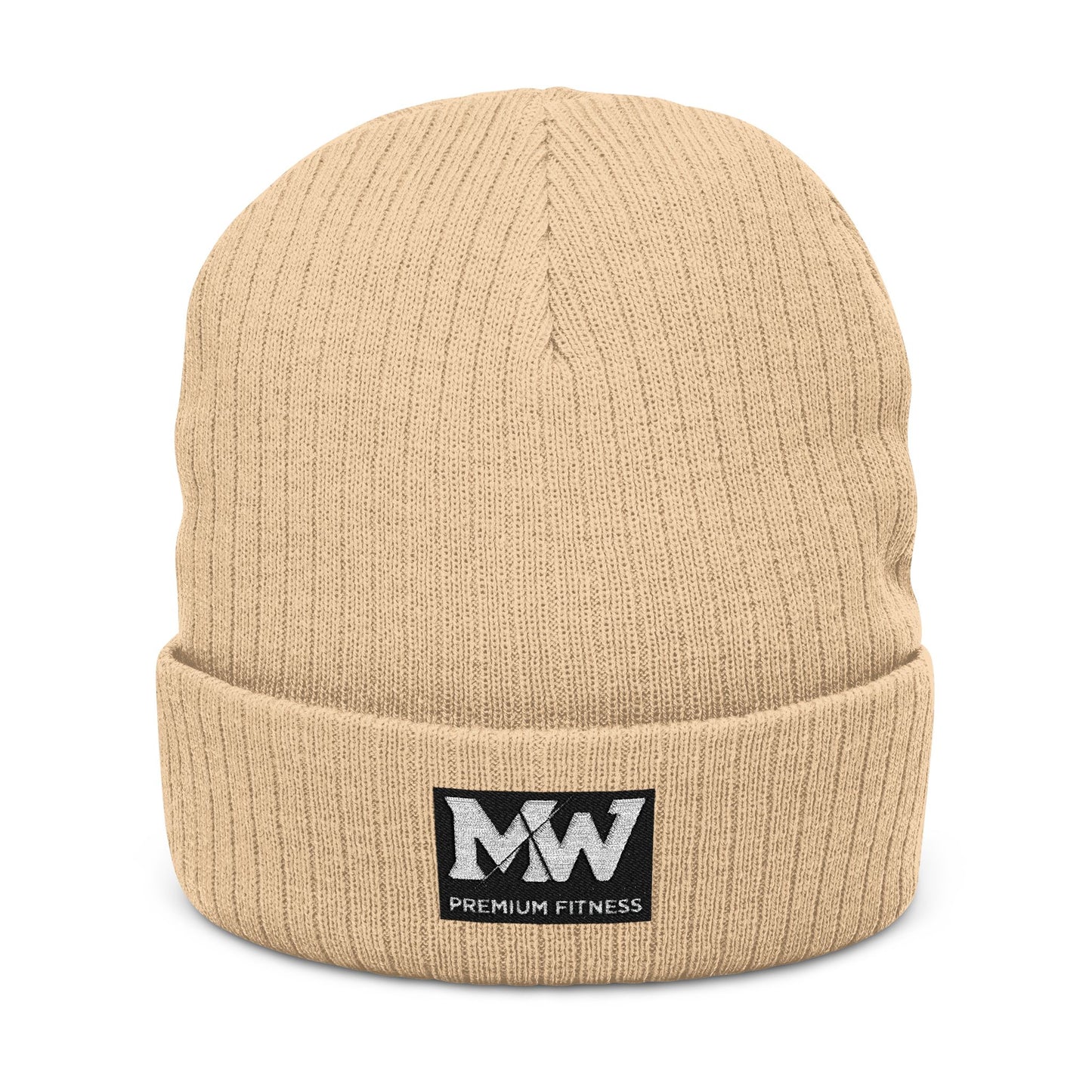 Embroidered Ribbed Beanie — MW Logo Knit Hat