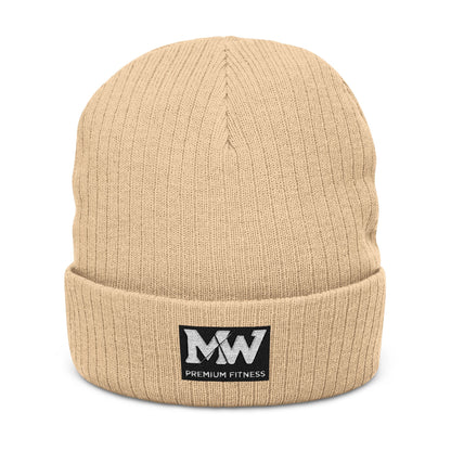 Embroidered Ribbed Beanie — MW Logo Knit Hat