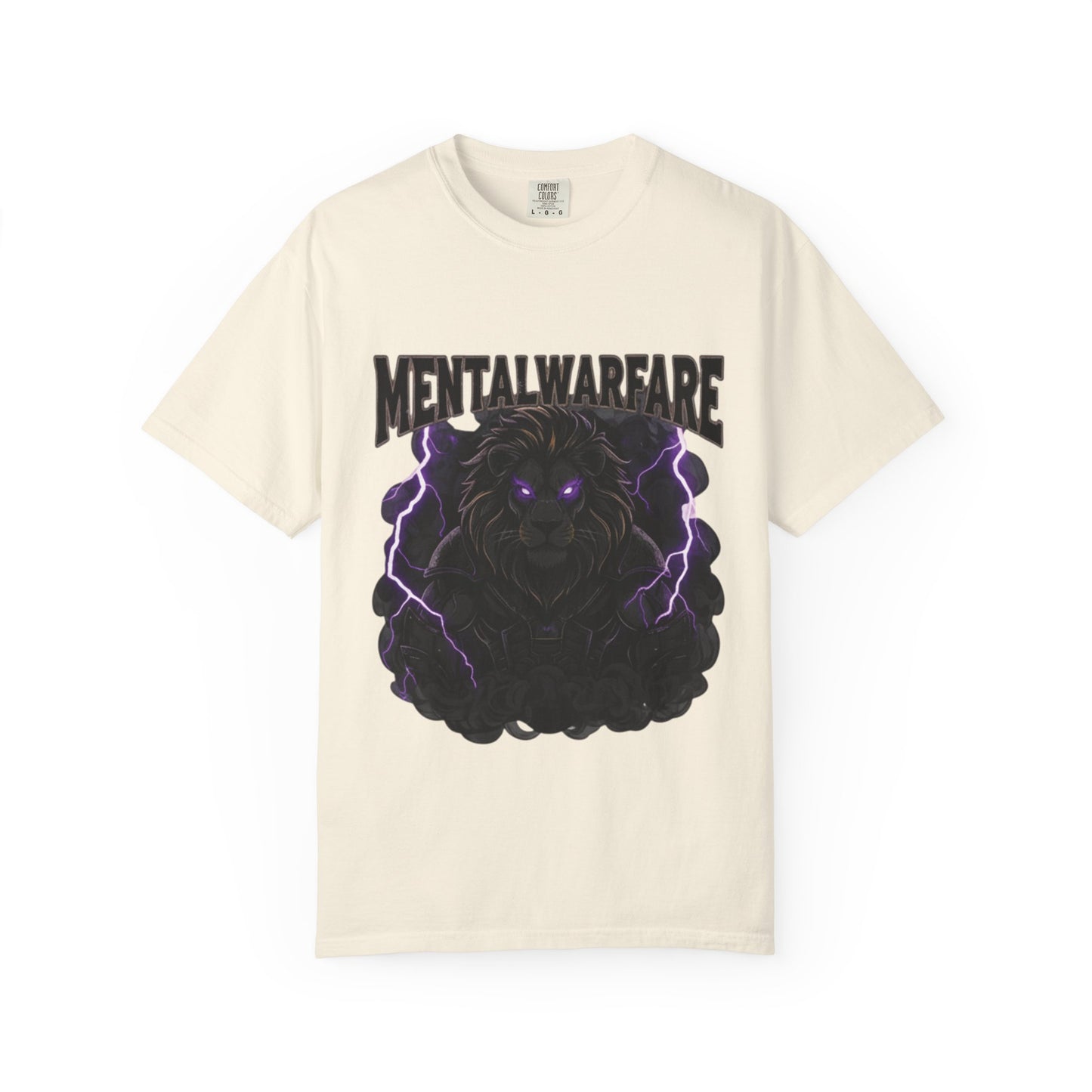 Mental Warfare T-Shirt — Lion Graphic with “The Battlefield Is In Your Mind. Conquer It.” Back