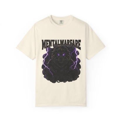 Mental Warfare T-Shirt — Lion Graphic with “The Battlefield Is In Your Mind. Conquer It.” Back