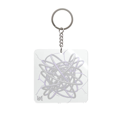 Abstract Purple Tangle Square Keychain â€” Modern Art Accessory