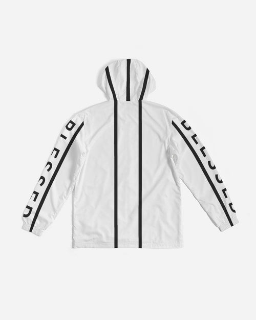 Mens Hooded Windbreaker - Blessed Water-Resistant (White)