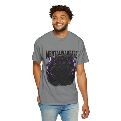 Mental Warfare T-Shirt — Lion Graphic with “The Battlefield Is In Your Mind. Conquer It.” Back
