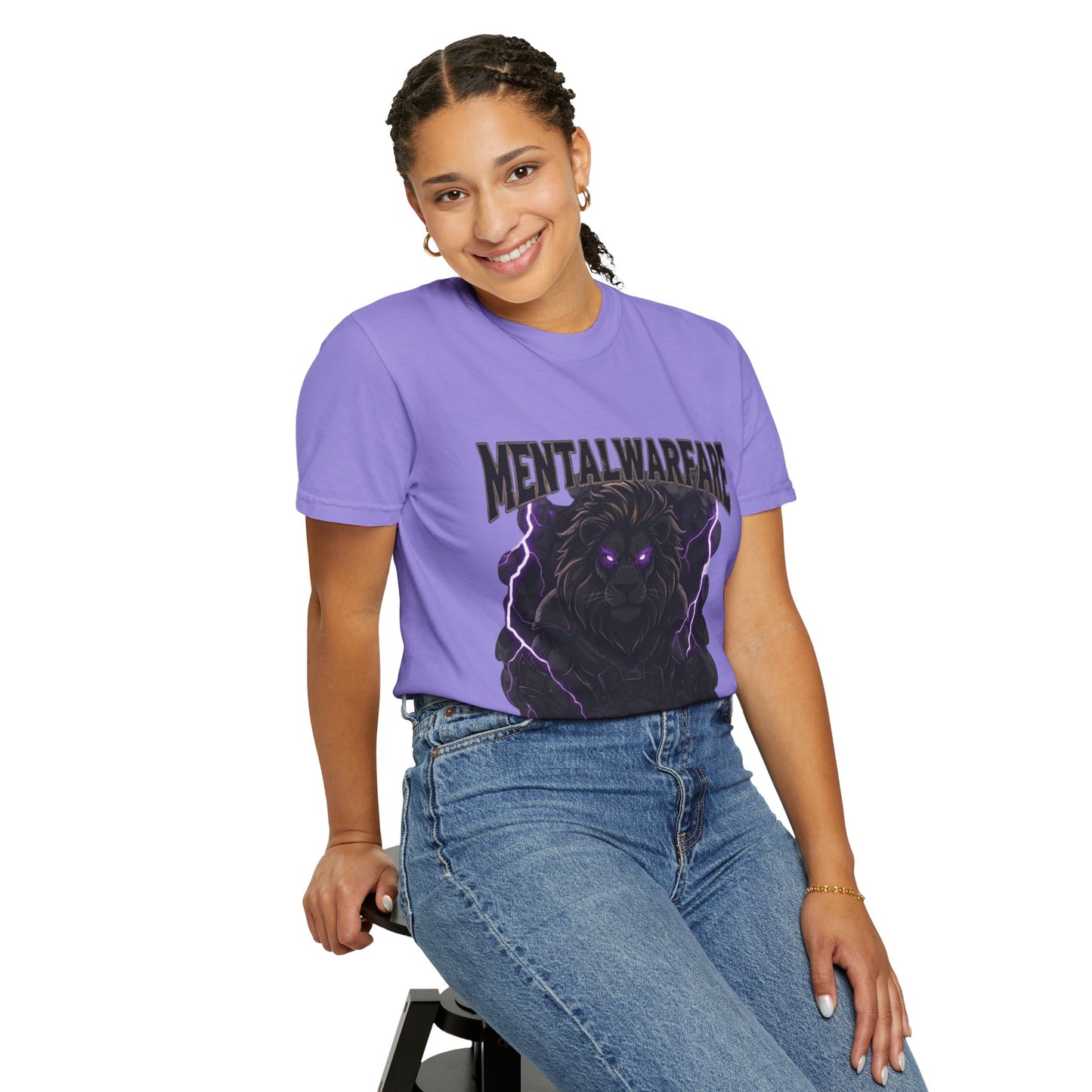 Mental Warfare T-Shirt — Lion Graphic with “The Battlefield Is In Your Mind. Conquer It.” Back
