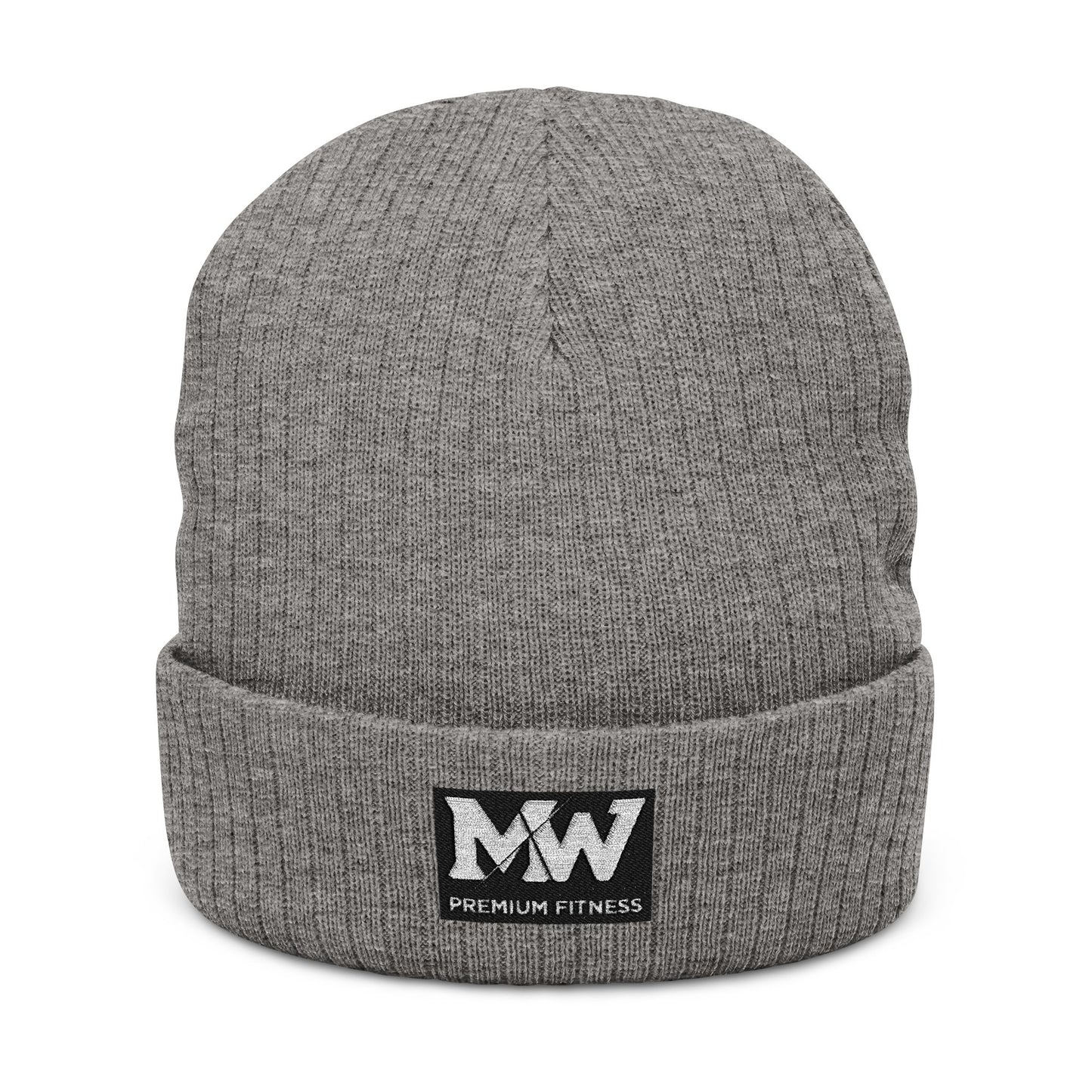 Embroidered Ribbed Beanie — MW Logo Knit Hat