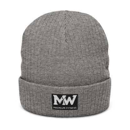Embroidered Ribbed Beanie — MW Logo Knit Hat